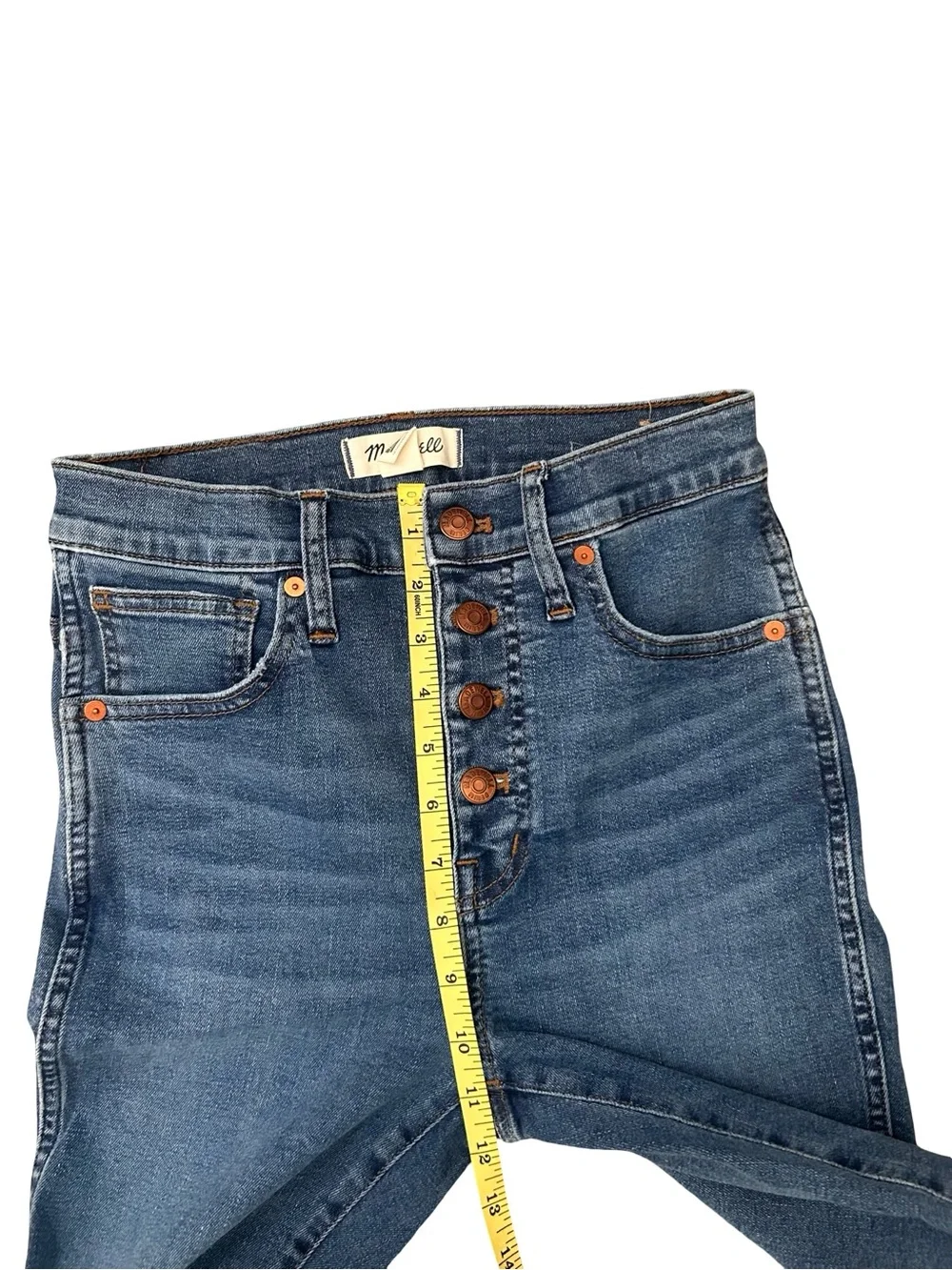 Madewell Blue 10” High-Rise Skinny Jeans with Frayed Hem. Sz 26